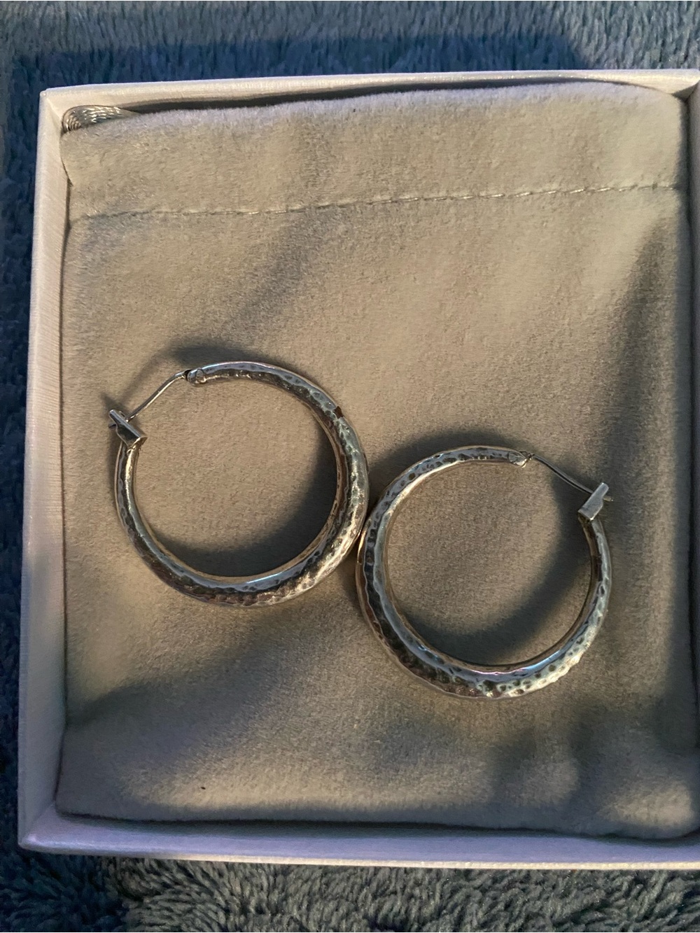 Sterling Silver 925 Hoop Earrings - Hammered Textured Women's Hoops